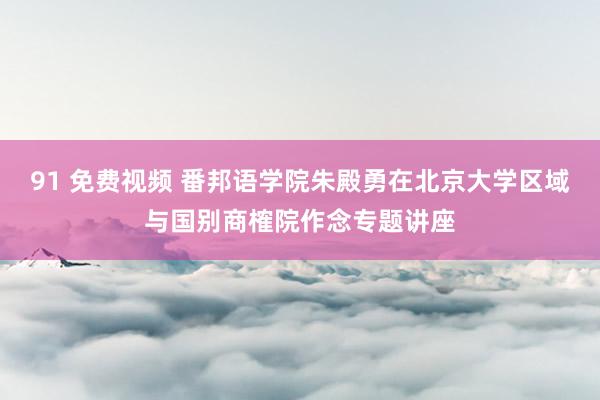 91 免费视频 番邦语学院朱殿勇在北京大学区域与国别商榷院作念专题讲座