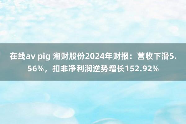 在线av pig 湘财股份2024年财报：营收下滑5.56%，扣非净利润逆势增长152.92%
