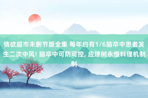 情欲超市未删节版全集 每年约有1/6脑卒中患者发生二次中风! 脑卒中可防可控， 应建树永恒料理机制