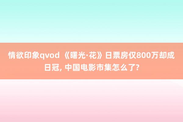 情欲印象qvod 《曙光·花》日票房仅800万却成日冠， 中国电影市集怎么了?